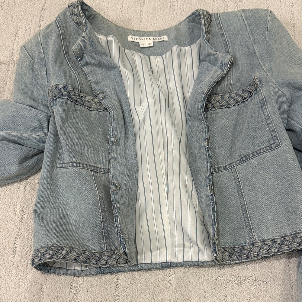Veronica Beard Light Blue Braided Jean Jacket - Picture 7 of 7